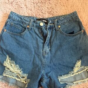 Fashion Nova Distressed Blue Jean Shorts